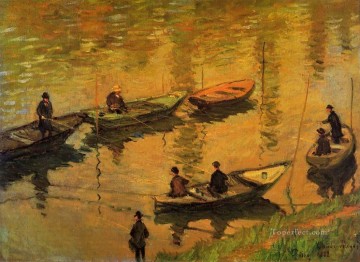 クロード・モネ Painting - ポワシー クロード・モネのセーヌ川の釣り人